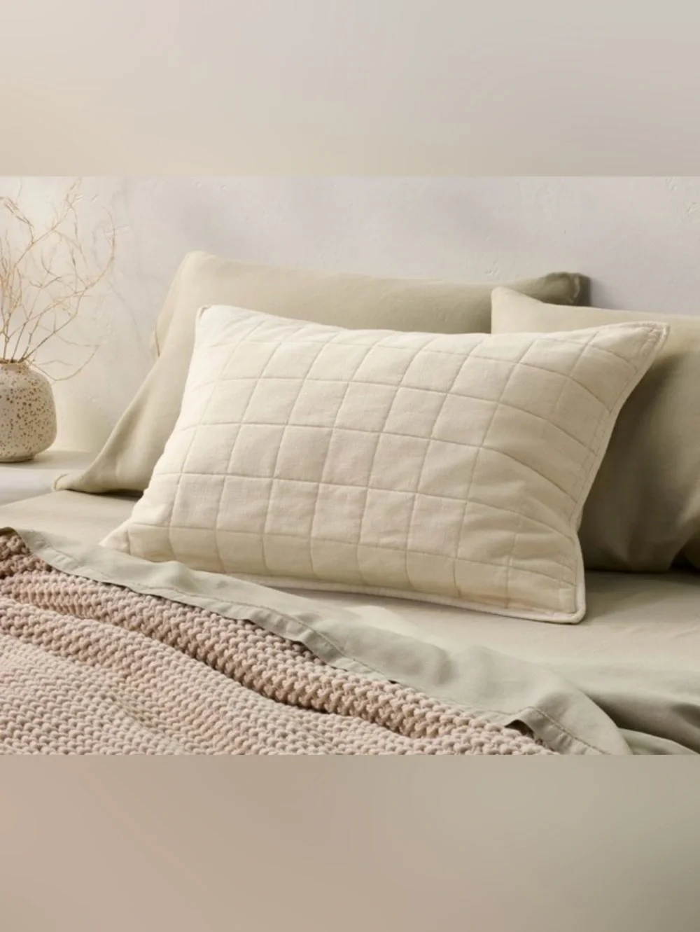 Casaluna Linen Blend Sham in Natural Cream / King